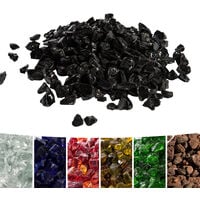 Teamson Home 4 Kg Lava Rocks for Gas Fire Pit, Tempered Fire Glass, Safe for Outdoor Garden Gas Fire Pits, Black - Black