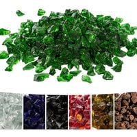 Teamson Home 4 Kg Lava Rocks for Gas Fire Pit, Tempered Fire Glass, Safe for Outdoor Garden Gas Fire Pits, Green - Green