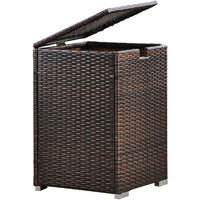 Teamson Home Outdoor Garden Furniture Rattan for Up To 9kg Square Gas Bottle Tank Cover Storage Holder Table with Lid for Gas Fire Pits, Brown - Brown