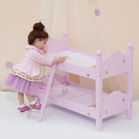 Pink Doll Bunk Bed 18" Dolls Wooden Furniture Bedroom Toy Role Play TD-0095AP - Purple/Gold