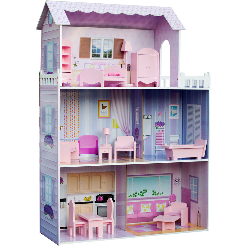 Teamson Casa De muñecas adornada para niños kyd10922a olivias little world madera rosa 1132 cm tiffany grande con 3 pisos 13