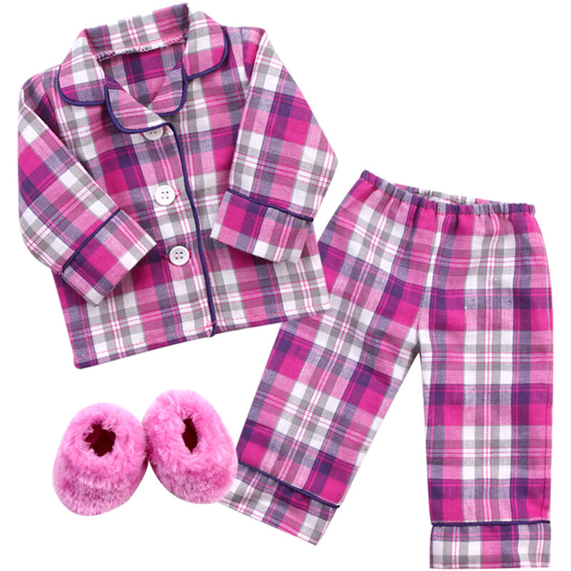 Sophia's by Teamson Kids Flannel Pajama y zapatillas para muñecas de 18 '', Pink