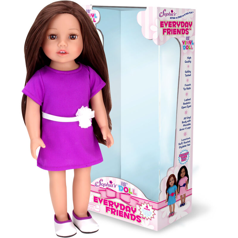 Sophia's by Teamson Kids 18 "All Vinyl Moretet Hair Doll" Miley "con ojos marrones