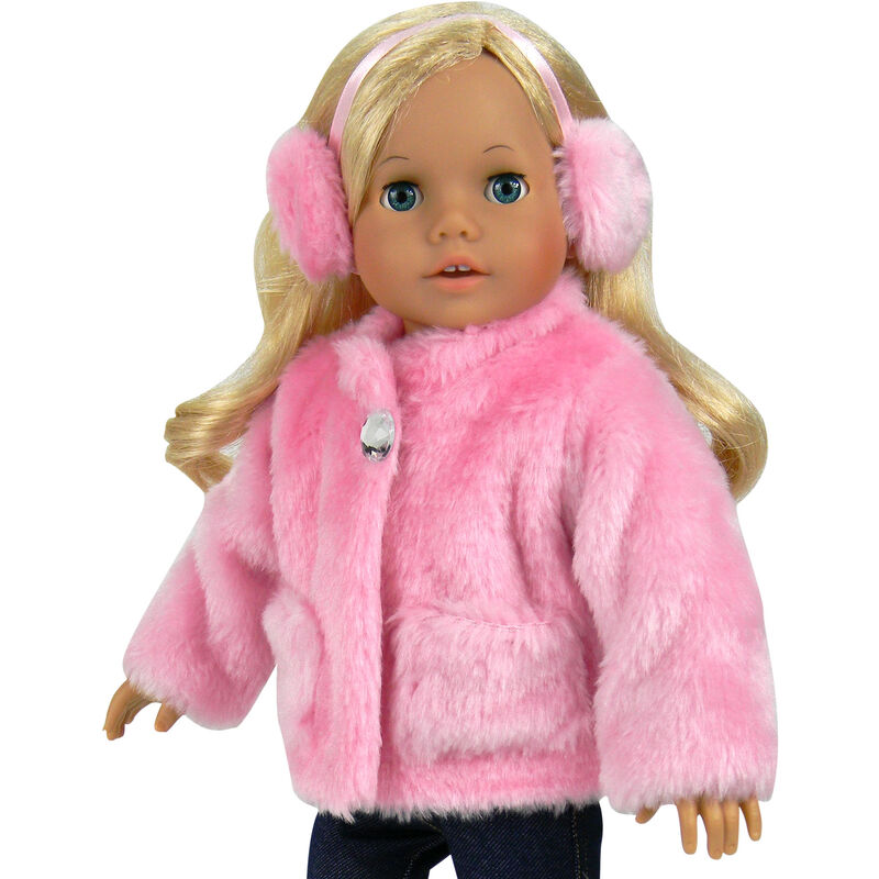 Sophia’s by Teamson Kids Pink Fur Coat y Earmuff Tandband para muñecas de 18 "