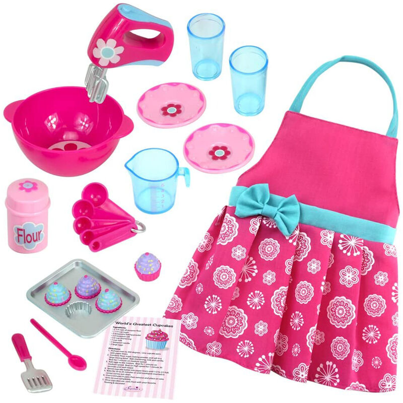 Sophia's by Teamson Kids Accesorios para hornear y delantal para muñecas de 18 ", Pink