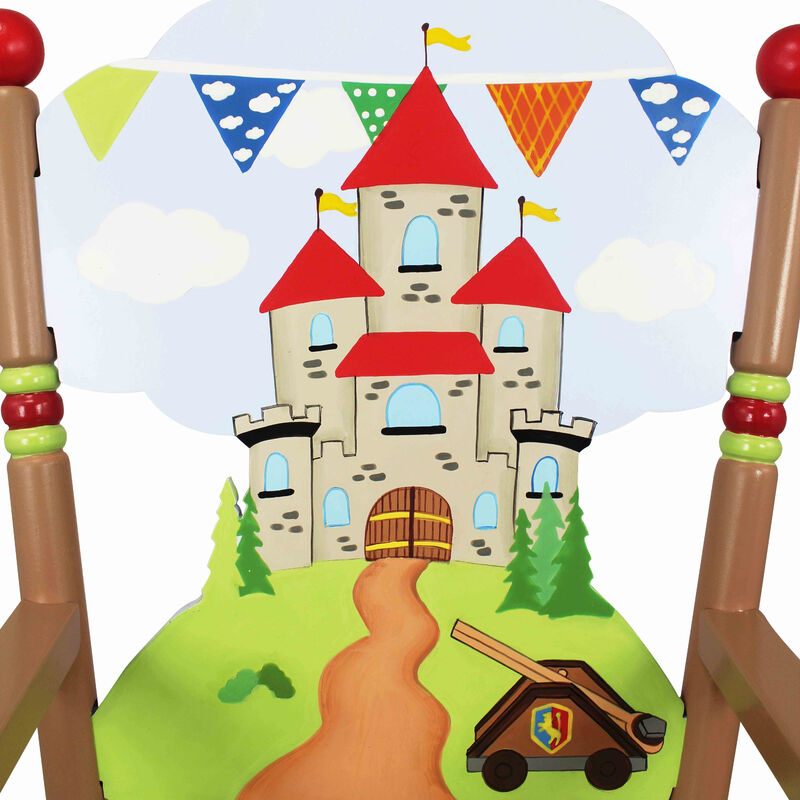 Chaise A Bascule En Bois Pour Decor Chambre Enfant Bebe Garcon Knights Dragons Td 112a