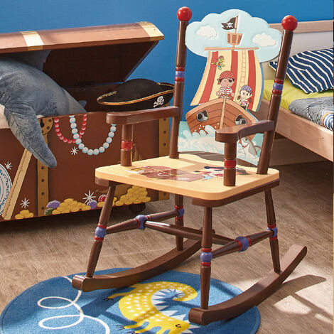 Chaise A Bascule Siege En Bois Pour Decor Chambre Enfant Bebe Mixte Pirate Island Td a