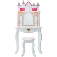 Coiffeuse enfant tabouret miroir rose avec miroir fille Fantasy Fields Teamson TD-12951A - Blanc