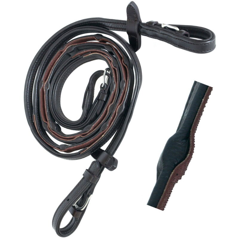 Rênes Bi-matière cuir/caoutchouc – Horse Liberty