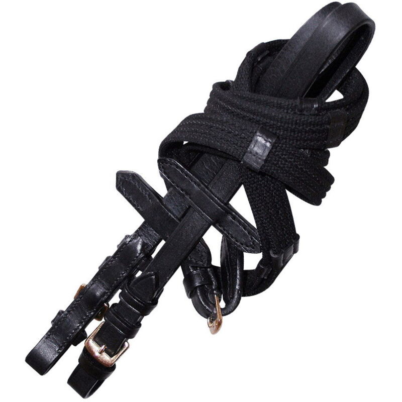 Rênes anglaises en coton avec encoches Marron foncé Poney
