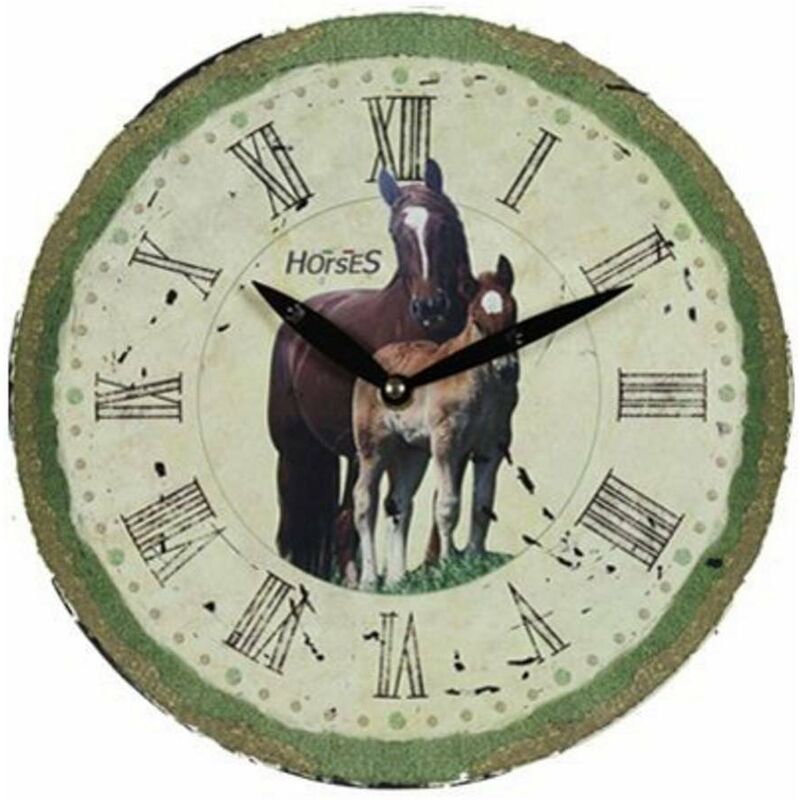 Horloge murale - Pendule murale - Un vélo avec un panier rempli de fleurs dans un champ par