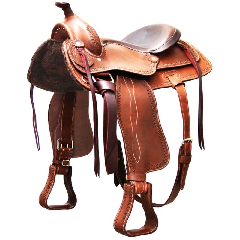 Selle Western Wade Tree Cheval en cuir naturel rugueux avec