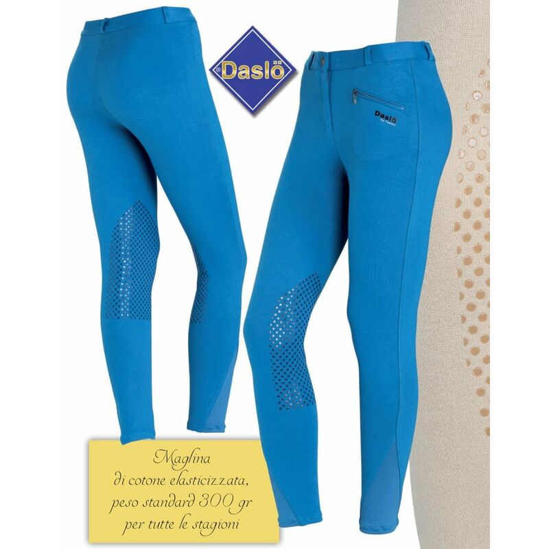 38, Bleu 09: Pantalon d'équitation femme idéal pour les 4 saisons en jersey  de coton 300 g