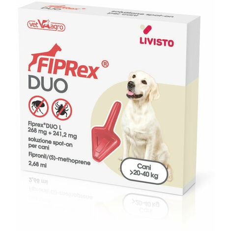 Fiprex Duo 1 pipette Spot-on contre les puces, les tiques, les poux et les acariens pour les grands chiens 20-40Kg (1/2)