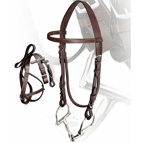 Poignée En Caoutchouc Antidérapante Avec Rênes En Cuir Souple - Ensemble Complet Pour Cheval - Noir/Marron épi