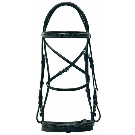 Courbette cuir marron bride anglaise coiffe rênes à lacets