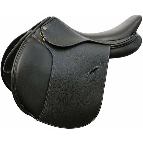 17'' = 43 cm, marrone: Henri De Rivel Selle d'obstacle classique en cuir avec siège profond