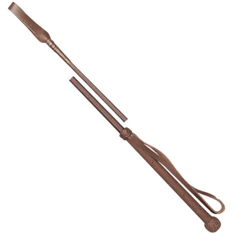 nero - Cravache anglaise avec tresse et bout en cuir de 68 cm
