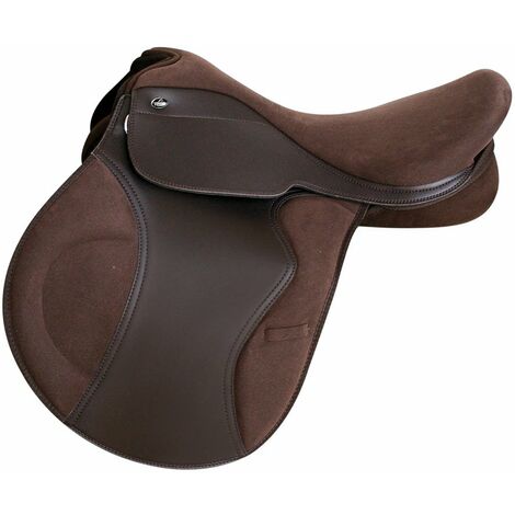 17,5, nero: Pagaie carrée en cuir synthétique Selle d'obstacle gagnante avec arceau réglable