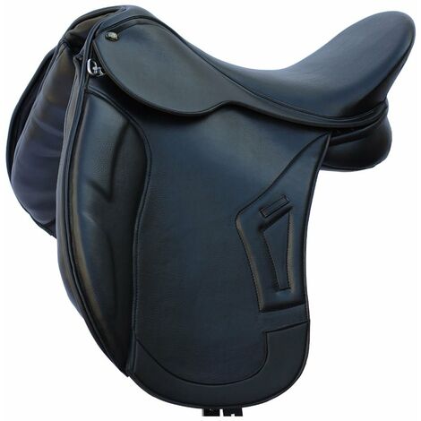 17, nero: Selle de dressage gagnante en cuir synthétique avec arçon réglable