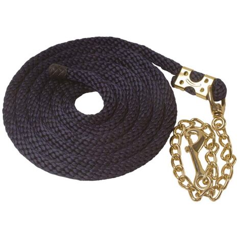 Bleu marine et bordeaux - Longueur du cheval en nylon tressé épais avec chaîne et mousqueton couleur laiton (1/3)
