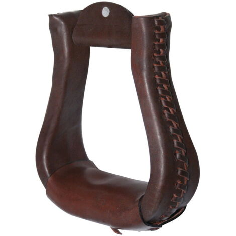Étriers Western Bell - Cuir, Bois, Acier - Pour Selle Cheval - Occasion USA