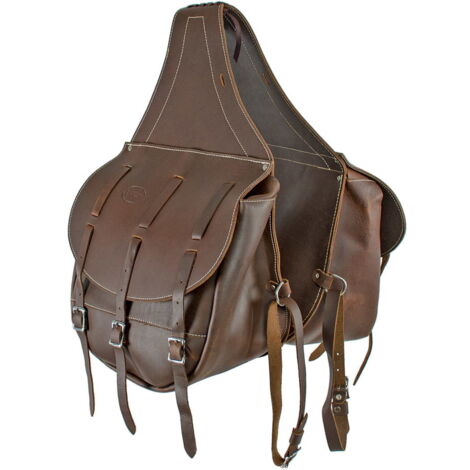 Noir - Sacoche arrière en cuir avec fermeture à 3 lacets
