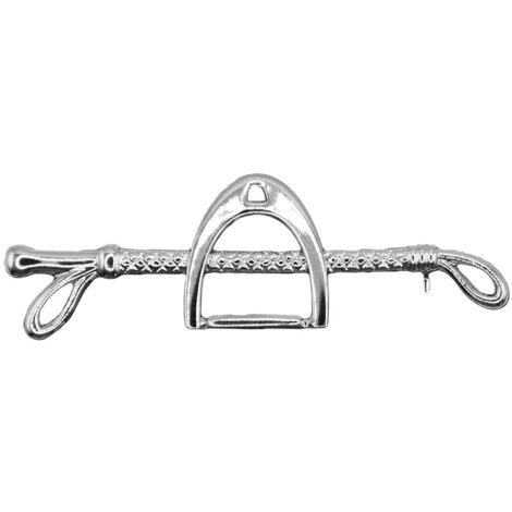 Oro - Broche plastron avec fouet et cravache finition or ou argent