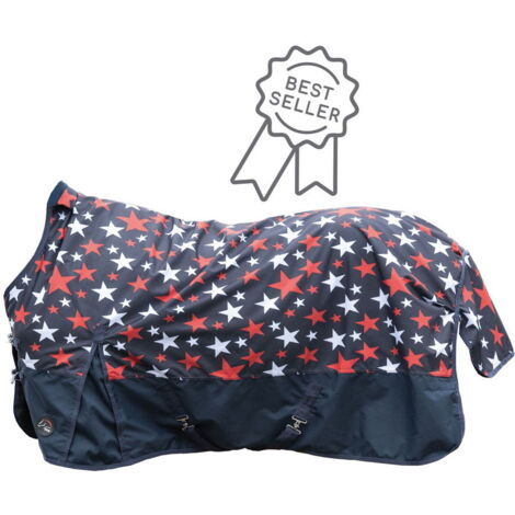 Coperta Norwich stelle 115 cm: Couverture de paddock pour chevaux Norwich en tissu extérieur 600 deniers et rembourrage 300g avec impression d'étoiles