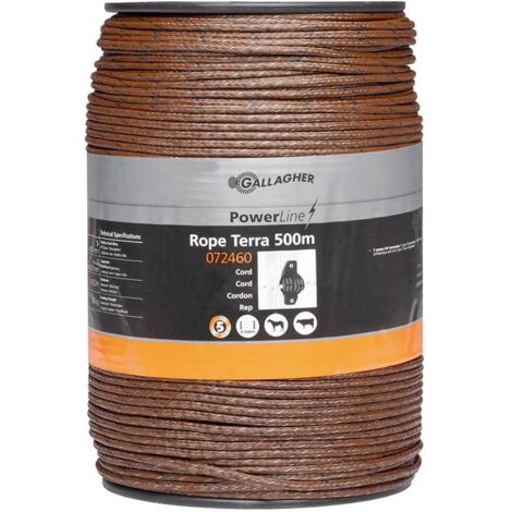 Corde 500m sol: Gallagher Powerline Rope 5 brins x 500m idéal pour les chevaux et le bétail