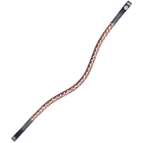 Pony, marrone/rosaoro: Plaque frontale en cuir avec strass décoratifs Rosegold glamour. (1/2)