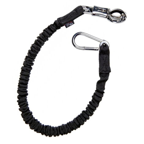 90 cm, Noir 9100: Corde de traction élastique avec mousqueton classique et anti-panique (1/2)