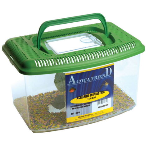 Moyen 25x13,5x17h cm Verseau: Aquarium en plastique avec couvercle et fond
