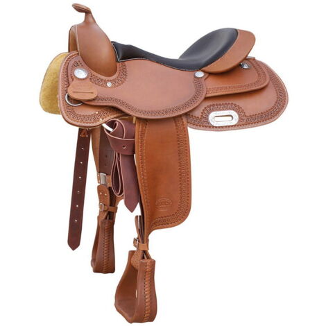 16, Marron clair Cognac: Selle de reining modèle papillon de Pool en