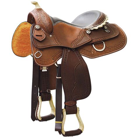 Selle Western Reining Cuir Marron - Forme Y, Haute Qualité, Taille 15/16 Pouces