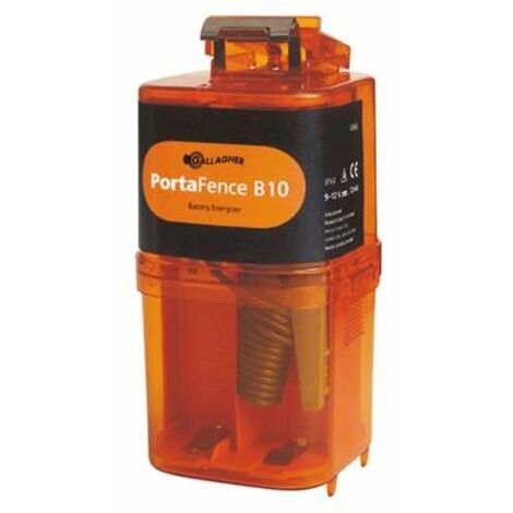 Gallagher B10 Electrificateur à batterie 12V pour clôtures jusqu'à 10km pour chevaux, bovins, moutons, chèvres et porcs.