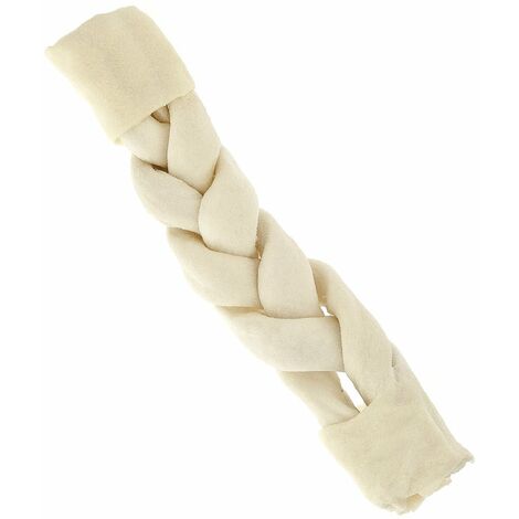 Os blanc tressé en cuir naturel tressé longueur 25 cm