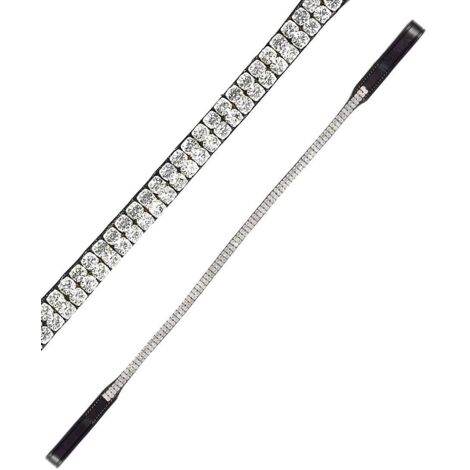 cob, Noir 10: Frontalino Tattini en cuir fin décoré de 2 rangées de strass (1/3)