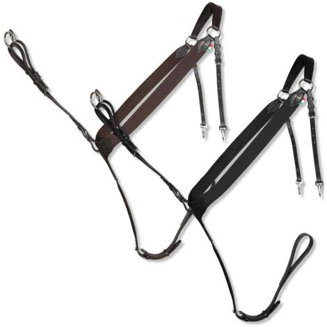 cob, Noir: Poitrine de cheval en cuir souple avec élastique et réglable (1/5)