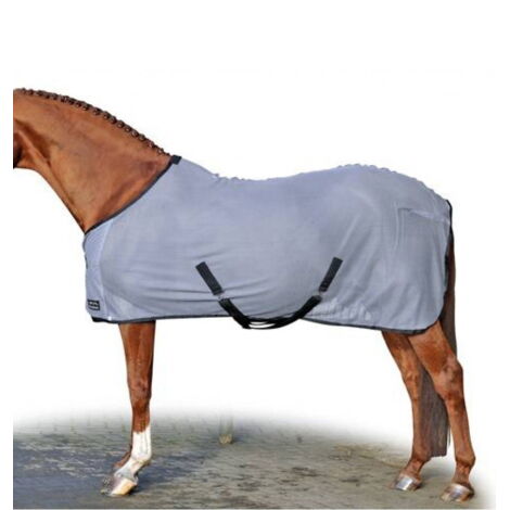 145, Bleu marine et marron 6924: Couverture anti-mosque pour chevaux modèle Santos (1/4)