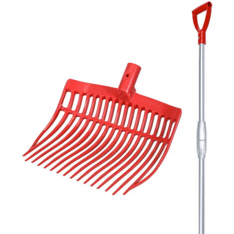 Orange - Fourchette en plastique ultra-résistant avec dents flexibles et manche télescopique 75-115 cm (1/5)