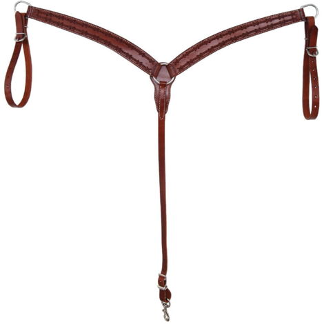 Taglia unica cob/full, Marron: Plastron western en cuir avec travail du fil barbelé (1/2)