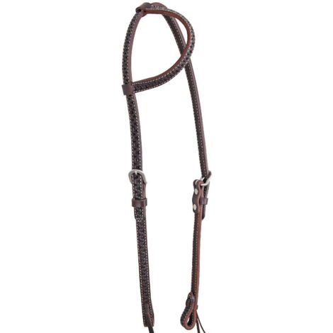 Taglia unica, Cognac: Tête de lit western en cuir oreille de serpent