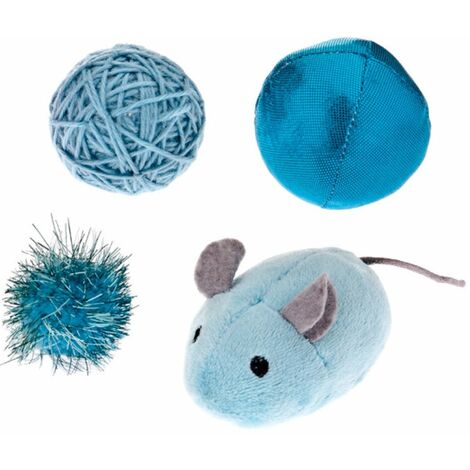 Bleu - Jouet pour chat avec hochet 4 pièces (1/2)