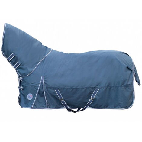 145 cm, Bleu marine: Couverture pour paddock imperméable Starter avec rembourrage 300g et tissu extérieur 600 deniers capuche détachable (1/5)