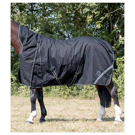 155 cm, Noir: Couverture de paddock imperméable Innsbuck avec doublure en polaire 1200 deniers et bandes réfléchissantes (1/5)