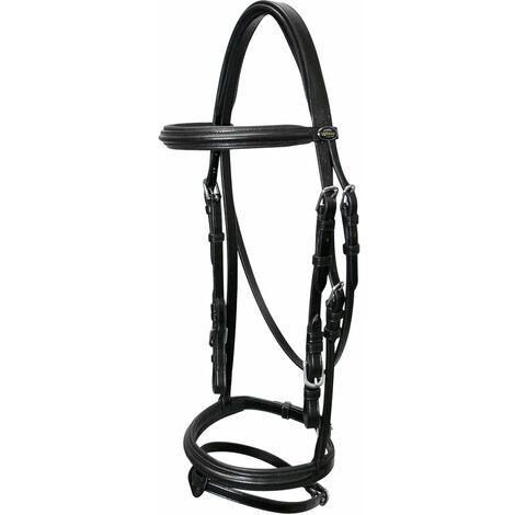 Easytrek Bridon anatomique en cuir de qualité avec rênes, noir ou marron