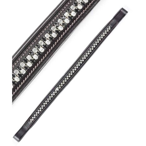 Pour en savoir plus :, Marron 04: Frontalino Tattini en cuir décoré de 2 rangées de strass alternant noir/blanc (1/3)