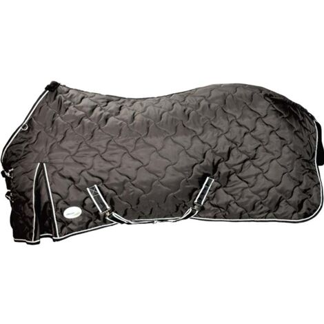 95 cm, Bleu marine: Couverture d'hiver 210 D matelassée matelassée 250 g avec sangles abdominales et renfort au garrot sur le dessus de la queue