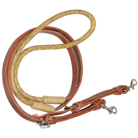 Rênes Romales En Cuir Tressé Naturel – Marron – MOUSM – Avec Popper – Fabriquées En Inde